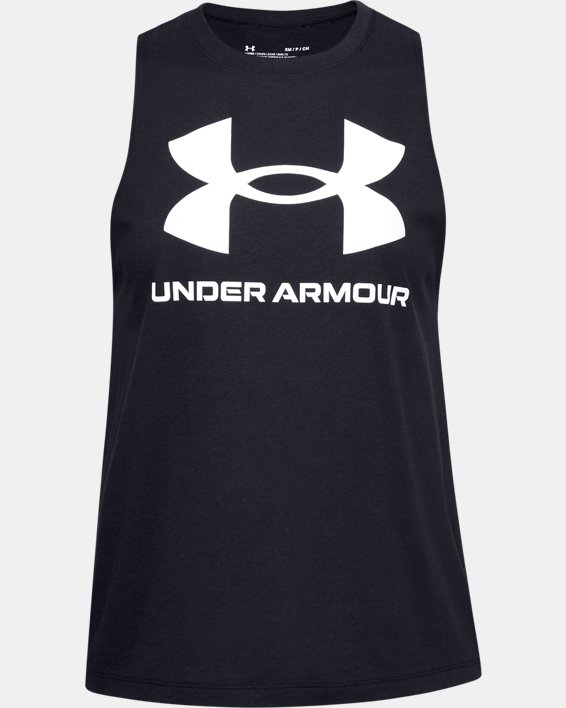 Camiseta sin mangas con estampado UA Sportstyle para mujer, Black, pdpMainDesktop image number 4
